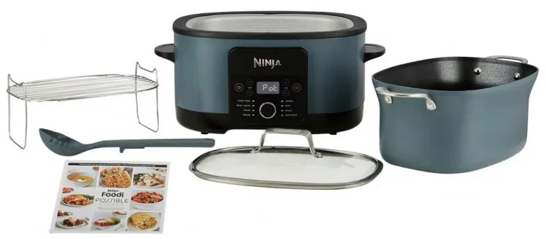 Multicooker Ninja Foodi PossibleCooker 8in1 MC1001EU, 1200W, 8 l, 8 programe, Acoperire ceramica, Timer, Triple Fusion Heat, Albastru/Negru