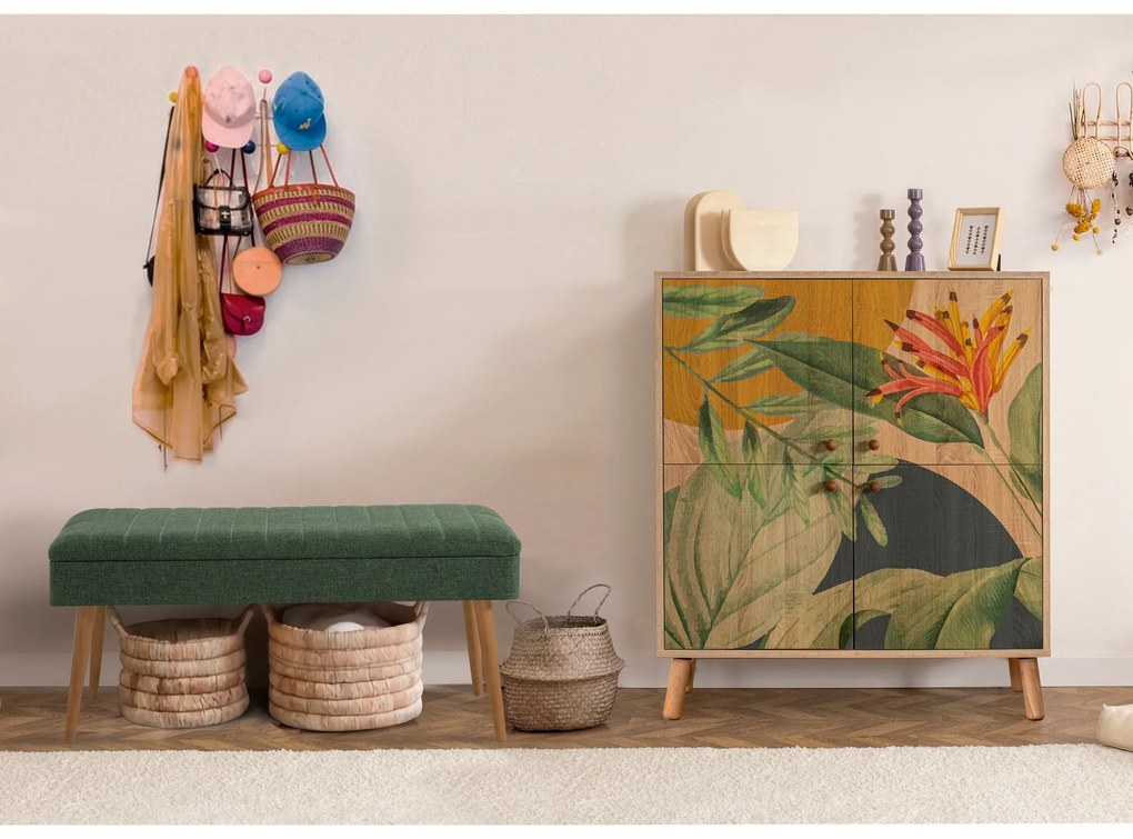 Mobilier pentru hol Maluxe Saka 1070 (Stejar sonoma + Verde). 1089067