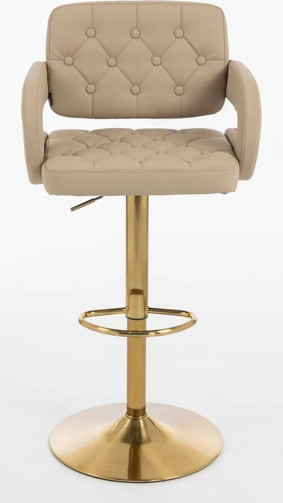 HR8403W Scaun Crem Piele Ecologica Premium Soft cu Bază Aurie