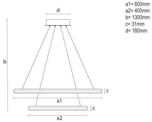 Lustră LED reglabilă suspendată pe cablu, 90W/230V, 3000-6500K, Ø 60 cm, cu telecomandă