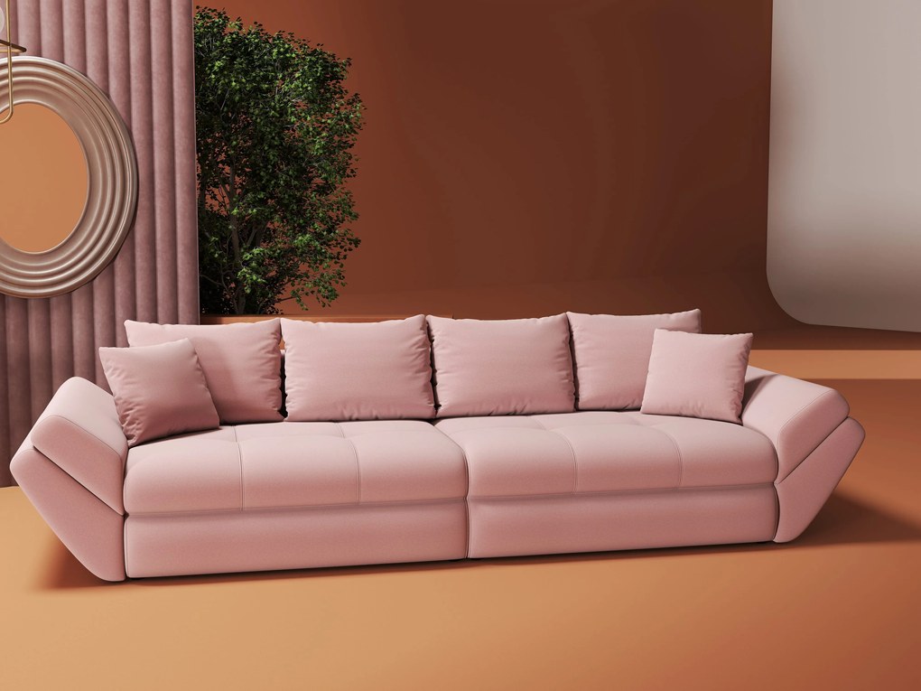 Canapea extensibilă dumonde cu ladă de depozitare si sezut confortabil din spuma high-density, Loana Royal Roz 300x100 cm