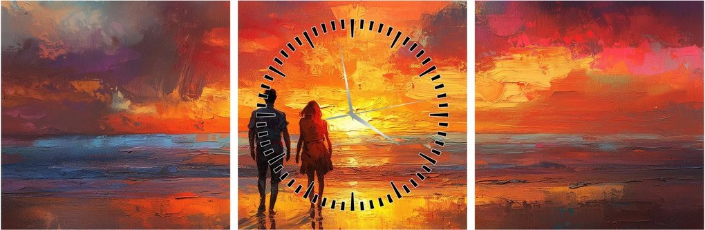 Tablou - Plimbare pe plajă (cu ceas) (90x30 cm)