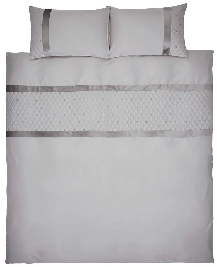 Lenjerie de pat gri din microsatin pentru pat dublu, extinsă 230x220 cm Sequin Cluster – Catherine Lansfield