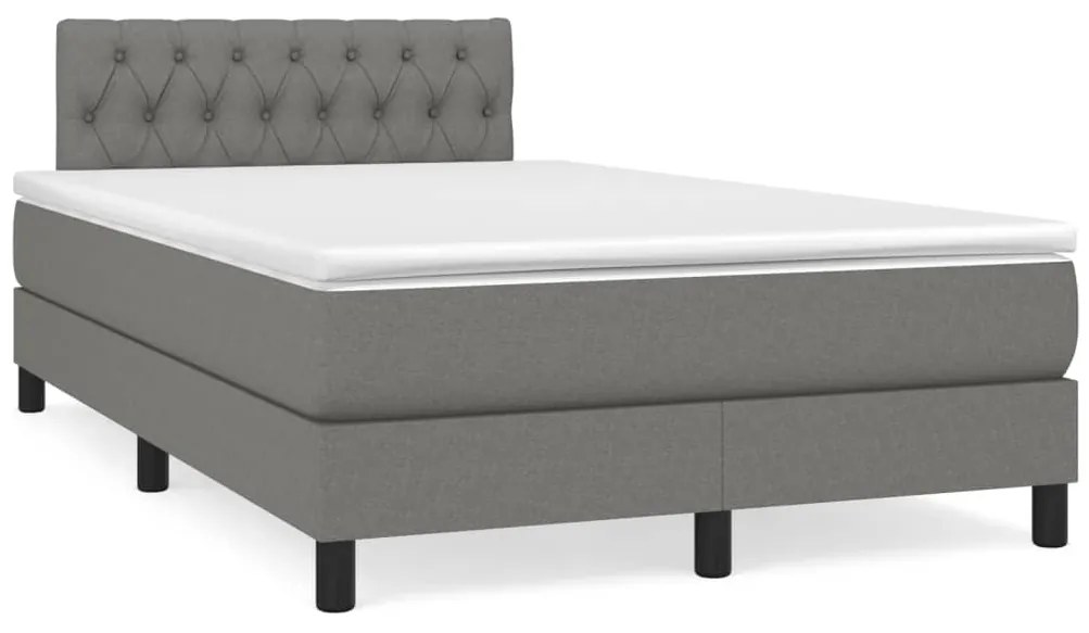 vidaXL Pat box spring cu saltea, gri închis, 120x190 cm, textil