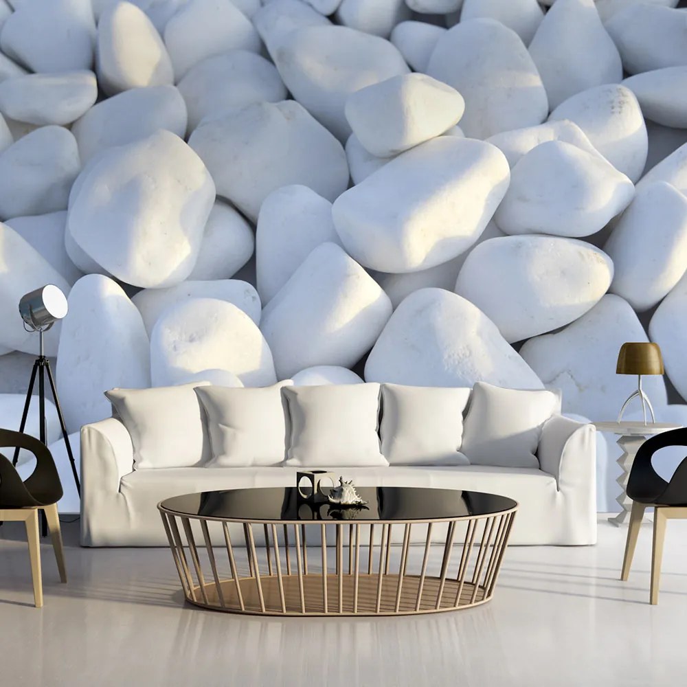 Fototapet Bimago - White Pebbles + Adeziv gratuit 300x210 cm