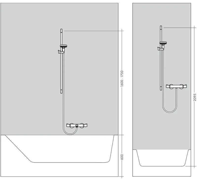 Set de dus cu bara de dus 65 cm, Hansgrohe, Crometta, baterie de dus Ecostat 1001 CL, crom