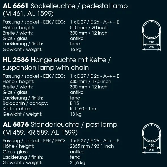 Pendul iluminat exterior din fier forjat, HL 2586