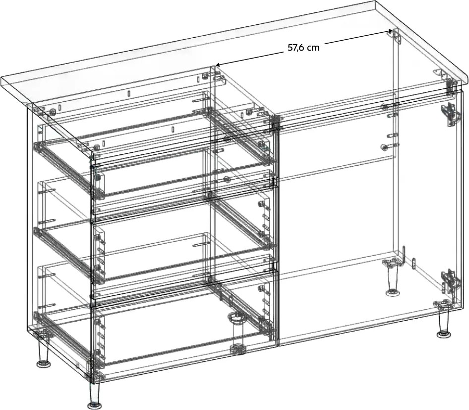 Mobilier de bucătărie, 2 m, caşmir, ASTI