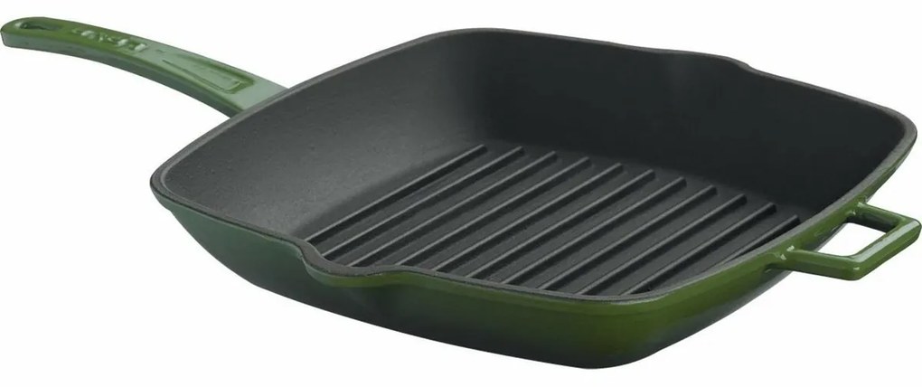 LAVA Metal Tigaie din fontă pentru grătar cu capacverde, 28 x 28 cm