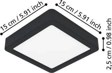 Eglo 901302-LED Plafonieră FUEVA LED/7W/230V 2700/4000/6500K 15x15cm neagră