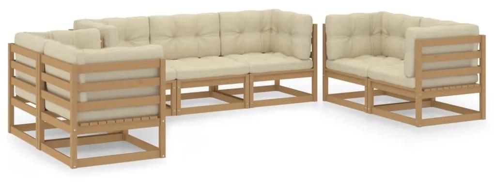 3076502 vidaXL Set mobilier de grădină cu perne, 7 piese, lemn masiv de pin