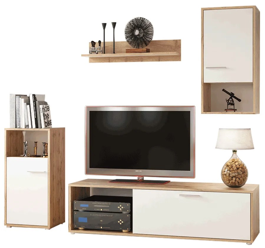 Perete living, stejar wotan / alb, ARELO