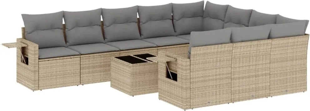vidaXL Set canapele de grădină cu perne, 11 piese, bej, poliratan
