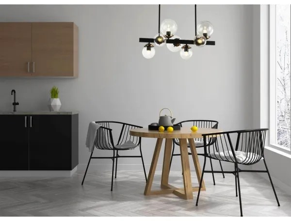 Lustră pe tijă HYPERION 7xE27/7W/230V neagră/transparentă Klausen 106003