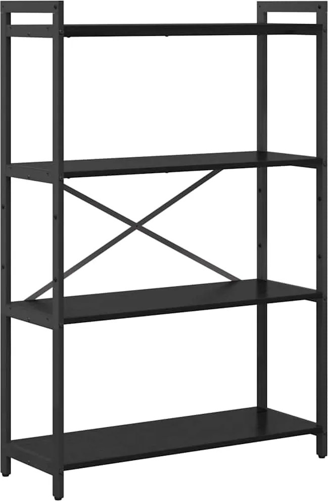 vidaXL Raft pentru cărți Stejar Negru 80 x 30 x 120 cm Lemn compozit