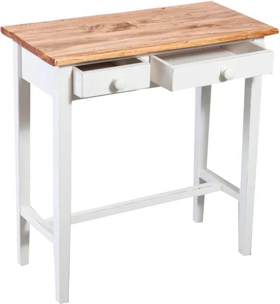 Masa consola, L73 36 H75 cm, alb natur antichizat, lemn masiv