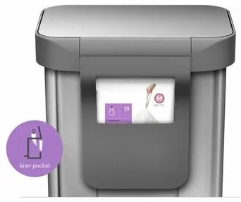 Simplehuman Coș de gunoi cu pedală 45 l, argintiu, 45 l