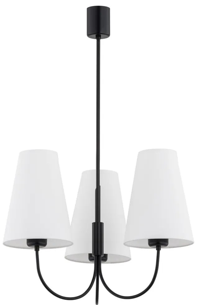 Lustra cu 3 brate design modern Safiano alb, negru