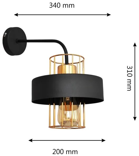 Lampă de perete VOLTA 1xE27/15W/230V 34 cm neagră/aurie