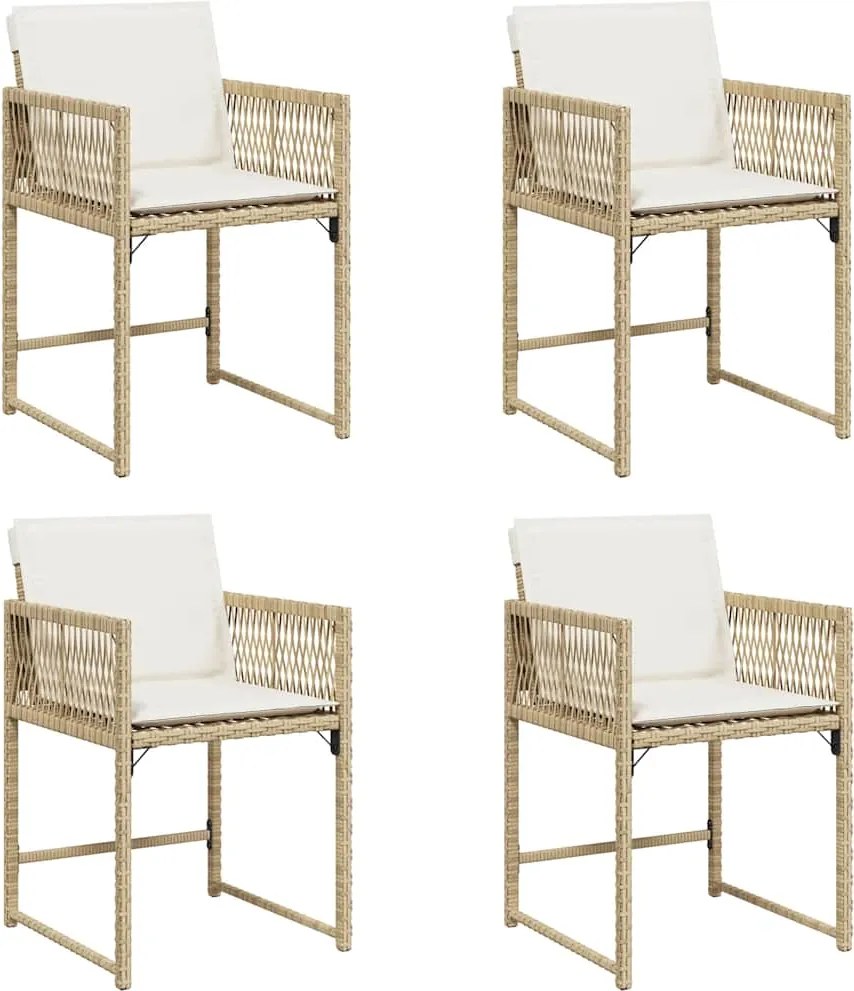 vidaXL Scaune de grădină cu perne, 4 buc., bej, poliratan