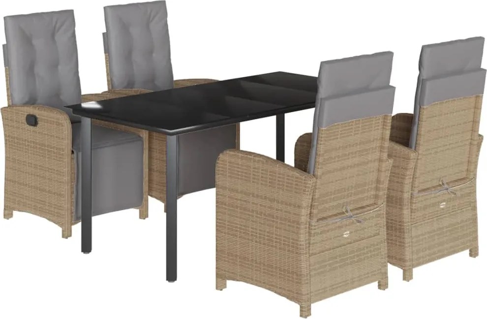 vidaXL Set mobilier de grădină cu perne, 5 piese, bej, poliratan