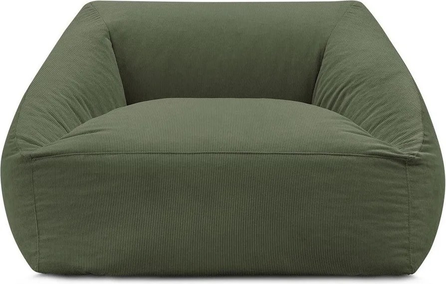 Fotoliu bean bag verde cu tapițerie din catifea reiată Lilibet – Bobochic Paris