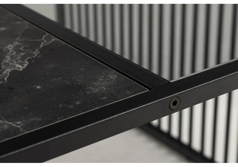 Măsuță de cafea neagră cu blat din sticlă 80x80 cm Strington – Actona