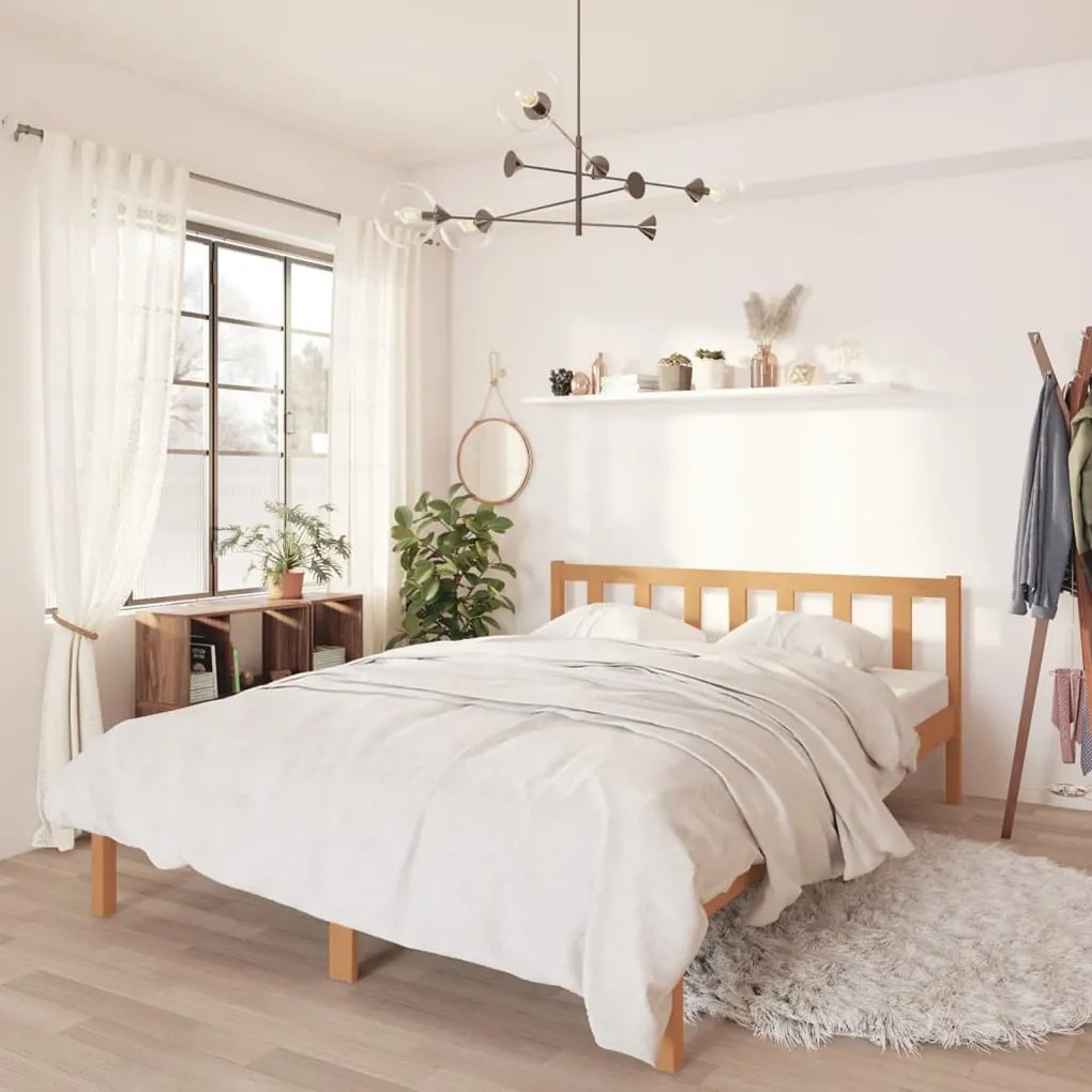 810095 vidaXL Cadru de pat, maro miere, 160x200 cm, lemn masiv de pin