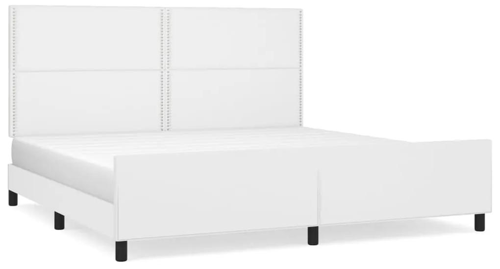 3125531 vidaXL Cadru de pat cu tăblie, alb, 200x200 cm, piele ecologică