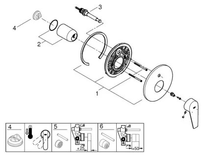 GROHE 29190001 - Baterie de cadă BAUEDGE DN 15, crom lucios