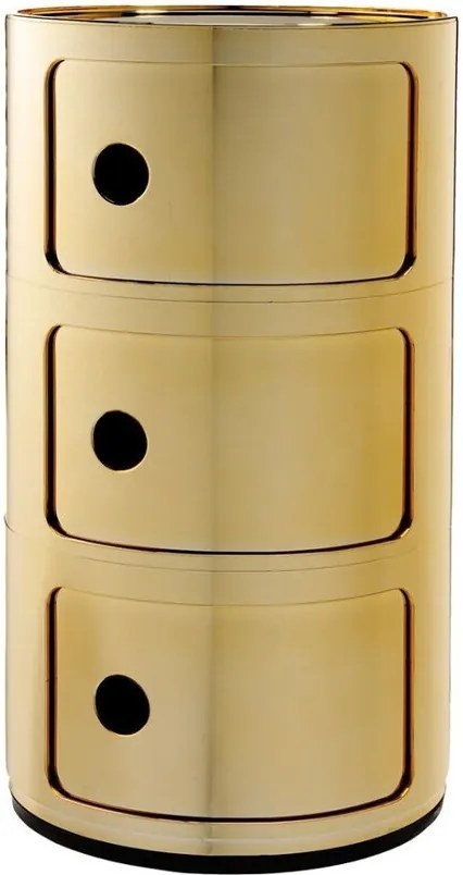 Comoda modulara Kartell Componibile 3 design Anna Castelli Ferrieri, auriu metalizat