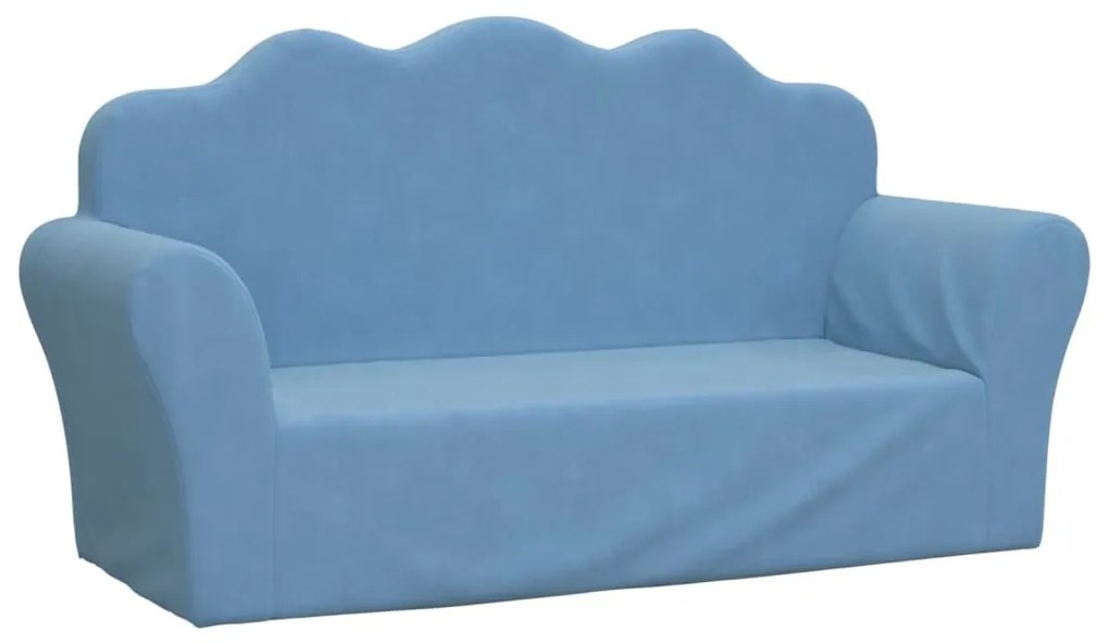 357050 vidaXL Canapea pentru copii cu 2 locuri, albastru, pluș moale