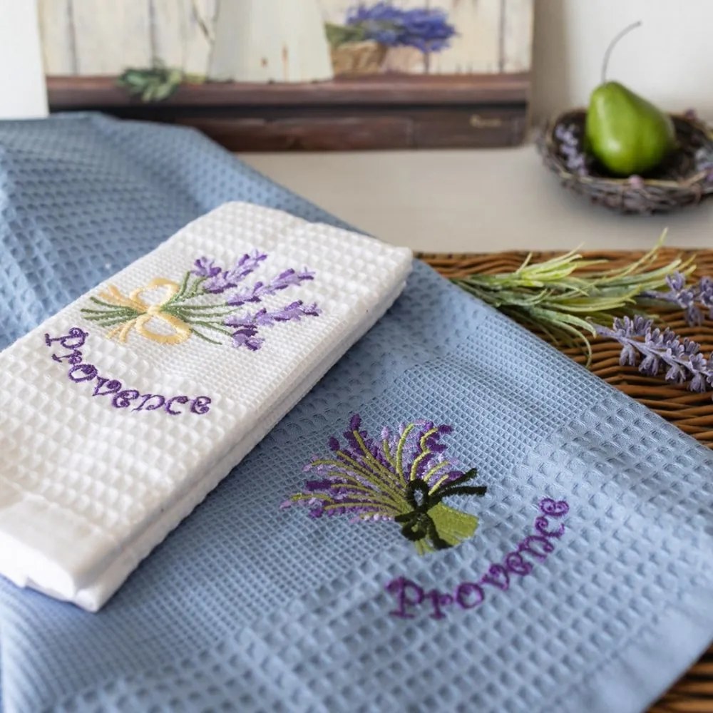 Prosoape de bucătărie waffle brodate cu motiv – Set de 2 bucăți