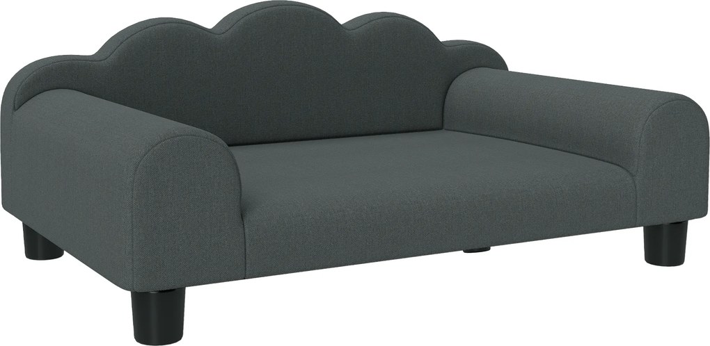 PawHut Canapea pentru câini cu cotiere de susținere, din lemn și țesătură French Terry, 66 x 42 x 28,5 cm, gri închis | Aosom Romania