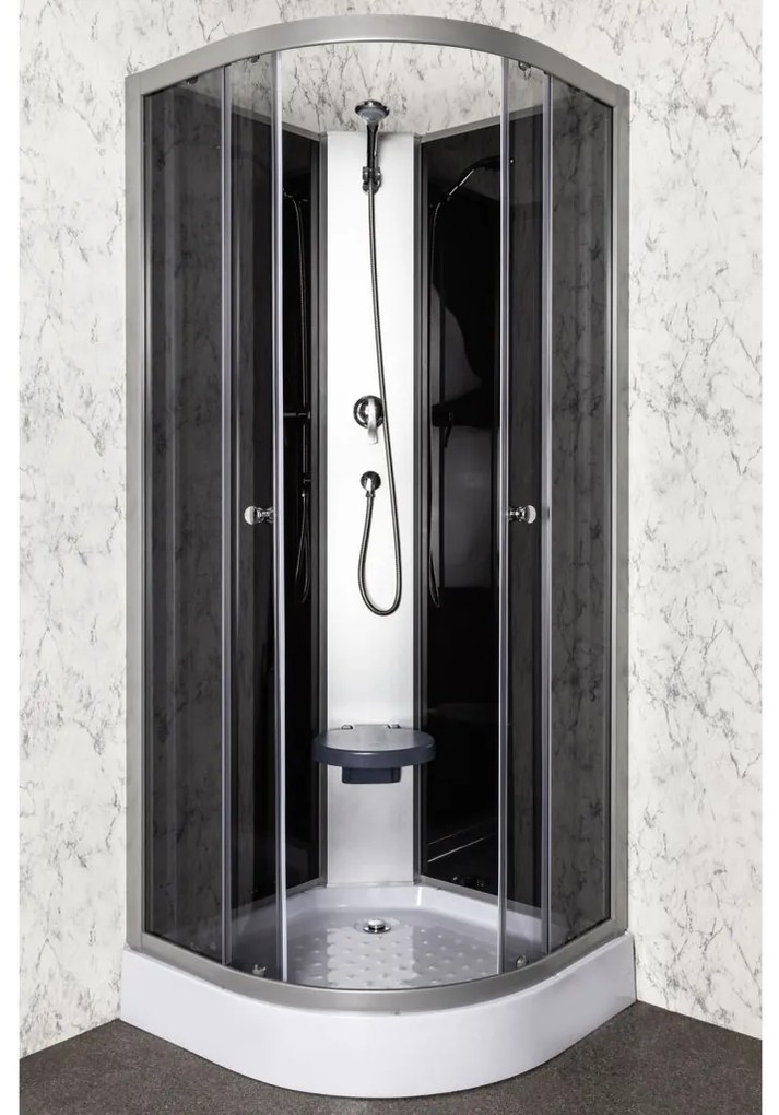 Cabină de duș Evora Black 90 cu cădiță de duș, 90x90x205 cm