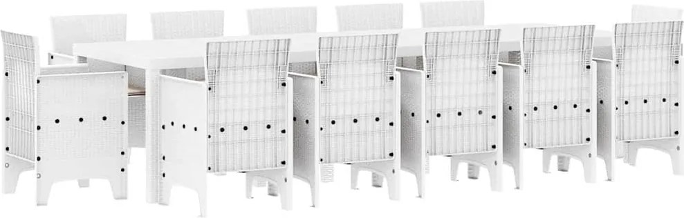 vidaXL Set de masă pentru grădină cu pernă 13 pcs Alb și gri deschis