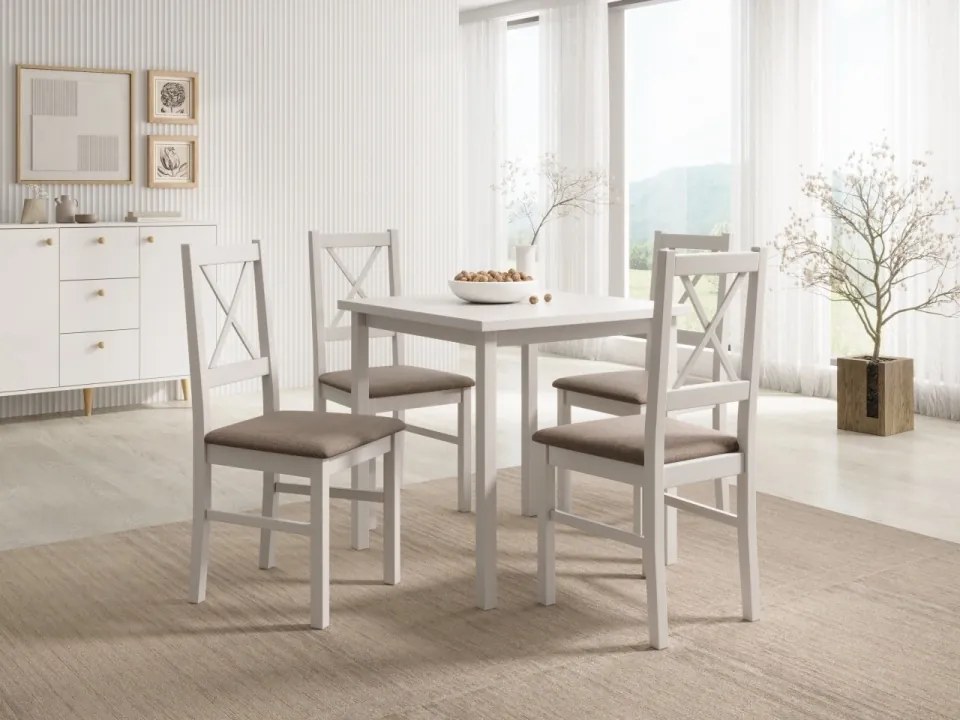 Scaun tapitat, din lemn, Milo X, ADRK Furniture (Culoare: Alb / Opium 99)