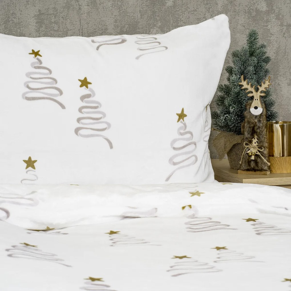 Lenjerie de pat din microflanel 4Home Christmas tree, 160 x 200 cm, 70 x 80 cm