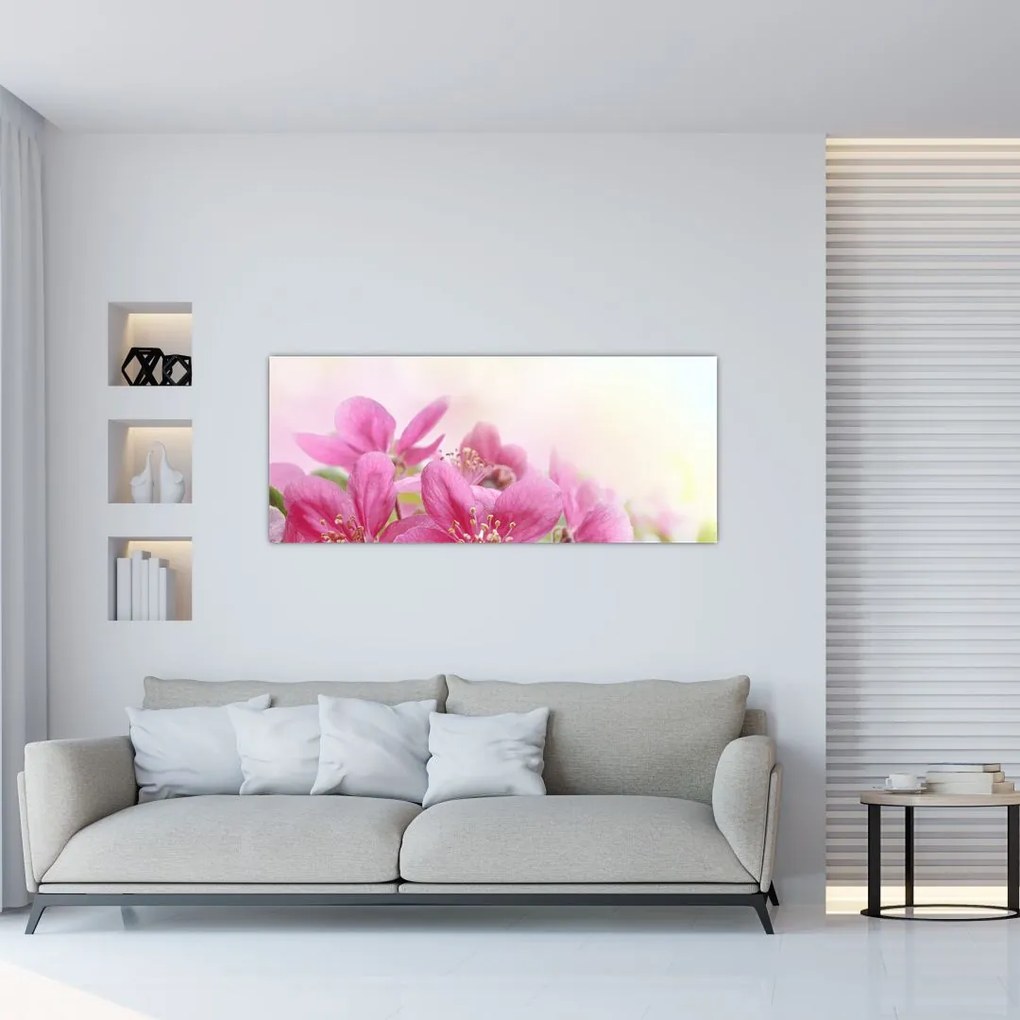 Tablou - Flori roz (120x50 cm)