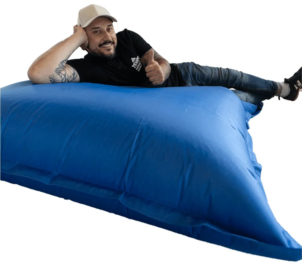 Fotoliu tip sac, material textil albastru, GETAF