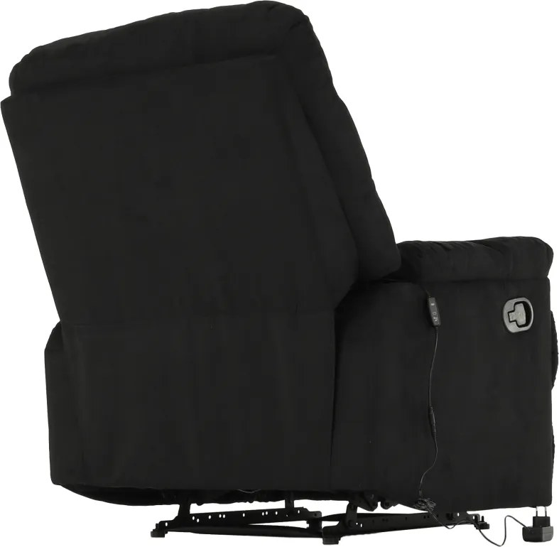 Fotoliu reglabil masaj, material textil catifea negru, LAMBERT