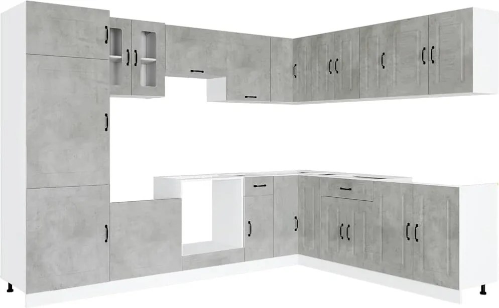 vidaXL Set dulapuri de bucătărie 14 piese „Kalmar” gri beton Lemn