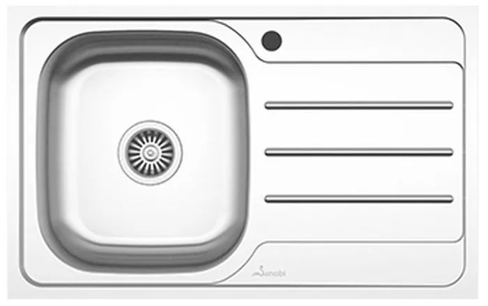 Chiuveta Sanobi, 1 Cuva stanga, Inox lucios, pe blat, 80 x 50 cm