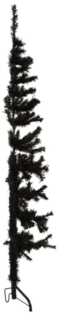 Jumatate brad de Craciun subtire cu suport, negru, 150 cm 1, Negru, 150 cm