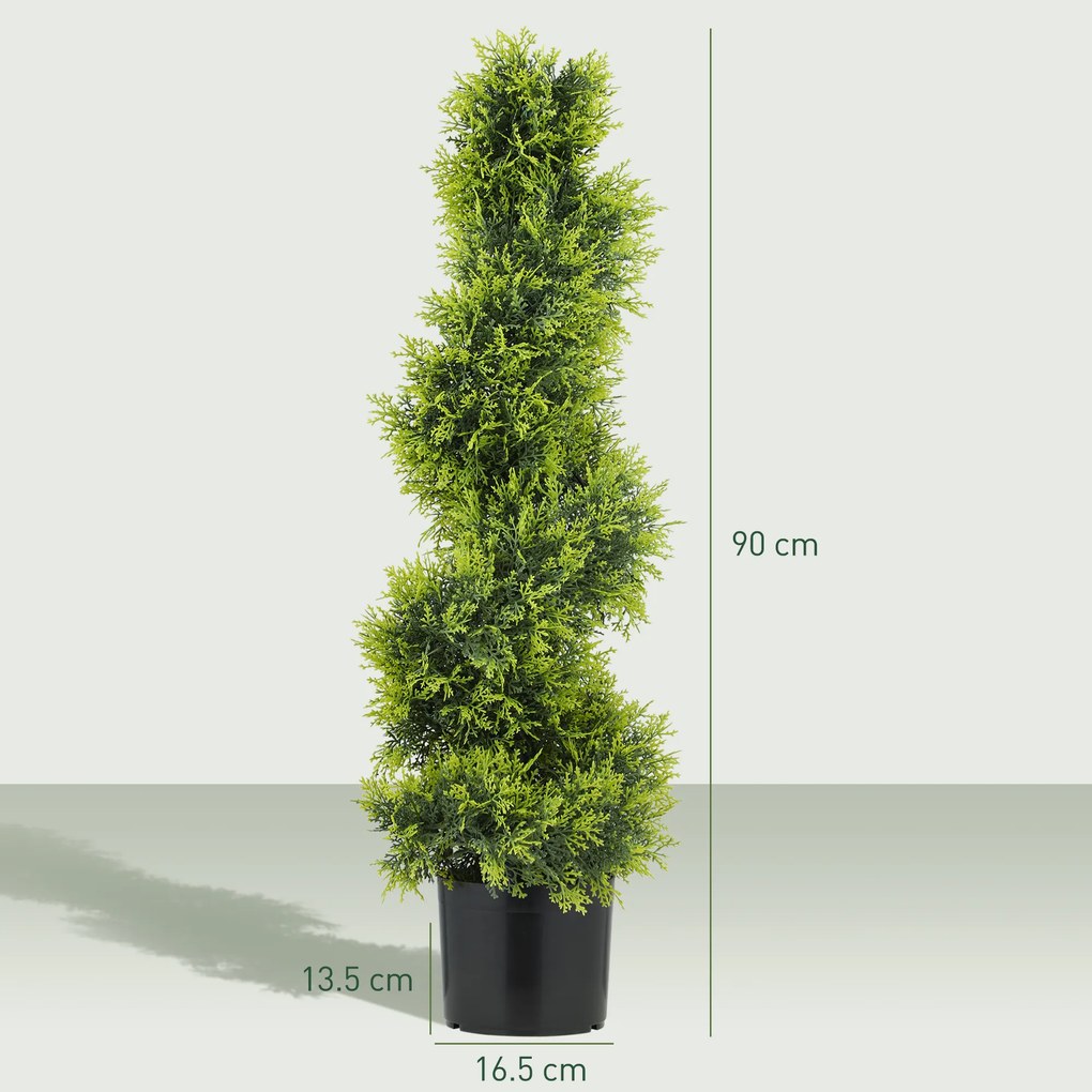 HOMCOM Zypresse Artificială 90 cm, Plantă Artificială în formă de Spirală în Ghiveci, Decorare Modernă | Aosom Romania