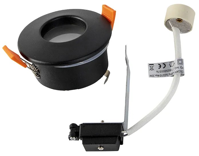 Set de 6 spoturi încastrate moderne negre IP44 - Gap