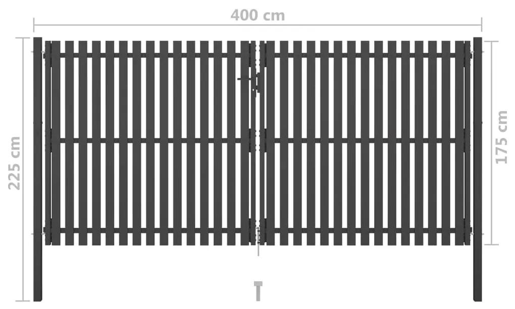 Poarta de gard gradina, antracit, 4 x 2,25 m, otel 4 x 2.25 m