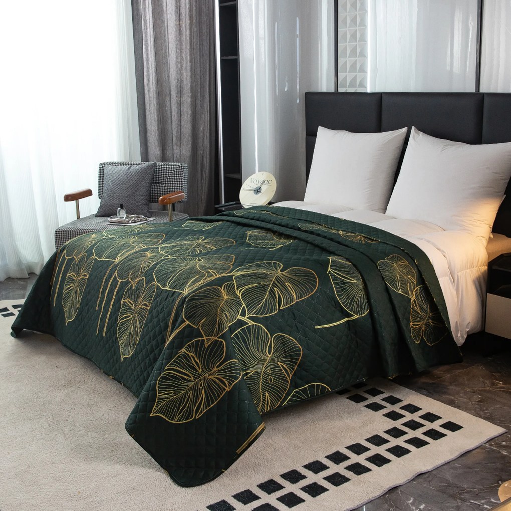 Cuvertura de pat cu model VENECIA verde inchis Dimensiune: 170 x 210 cm