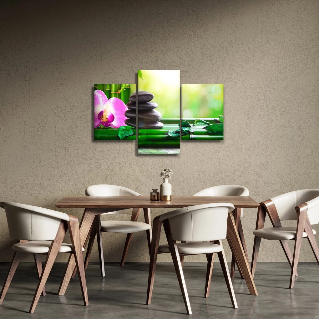 Tablou cu pietre pentru masaj și orhidee (90x60 cm)