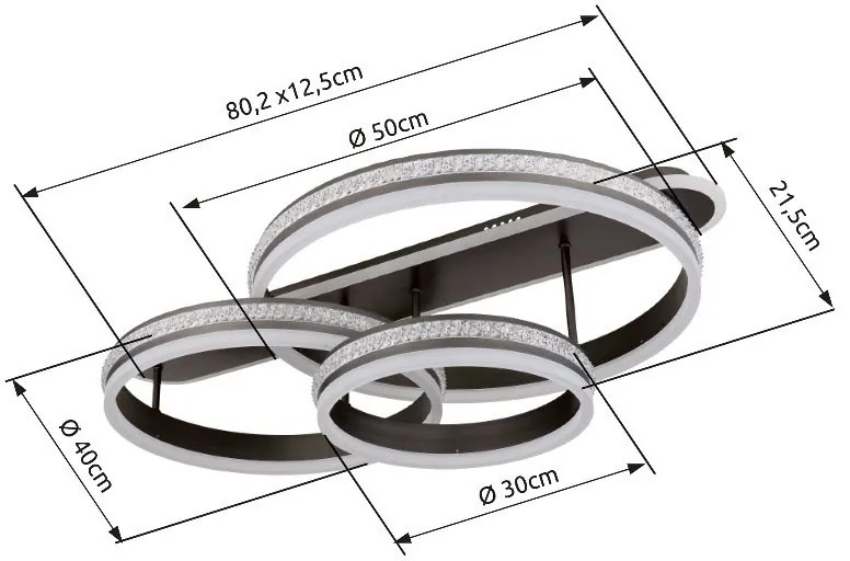 Plafoniera LED cu telecomanda design modern Grouni 80x50cm